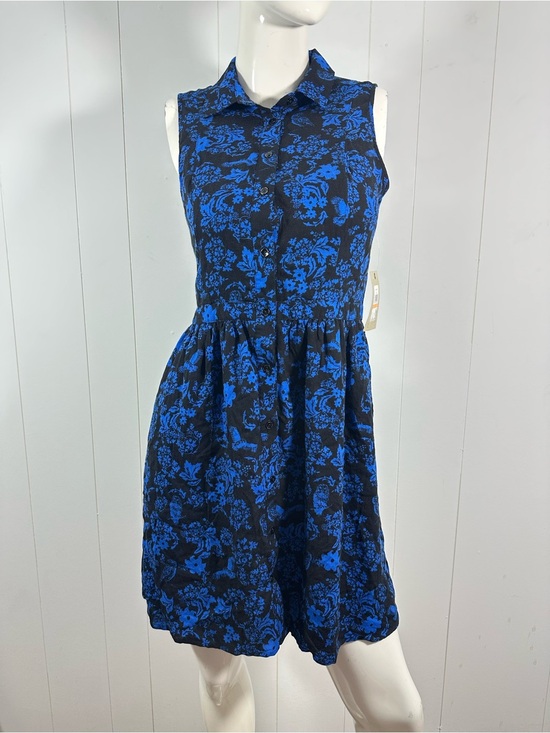 G.H. Bass & Co. Dresses & Skirts - NEW GH BASS Size S Sleeveless Blue Black Floral Lined Dress Button Front Mini